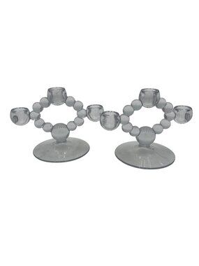 Beaded Glass Bubble Candle Holders Set Of 2 Modern Art Deco Home Decor